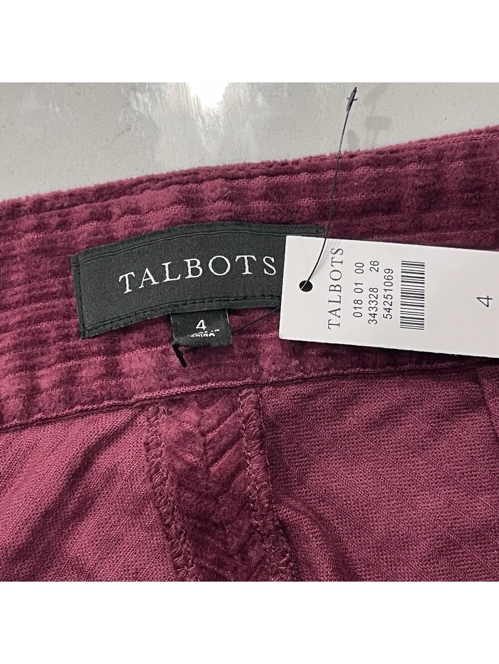 Talbots Burgundy Corduroy Mini Skirt Size 4 NWT 100% Cotton A-Line Fall Preppy
